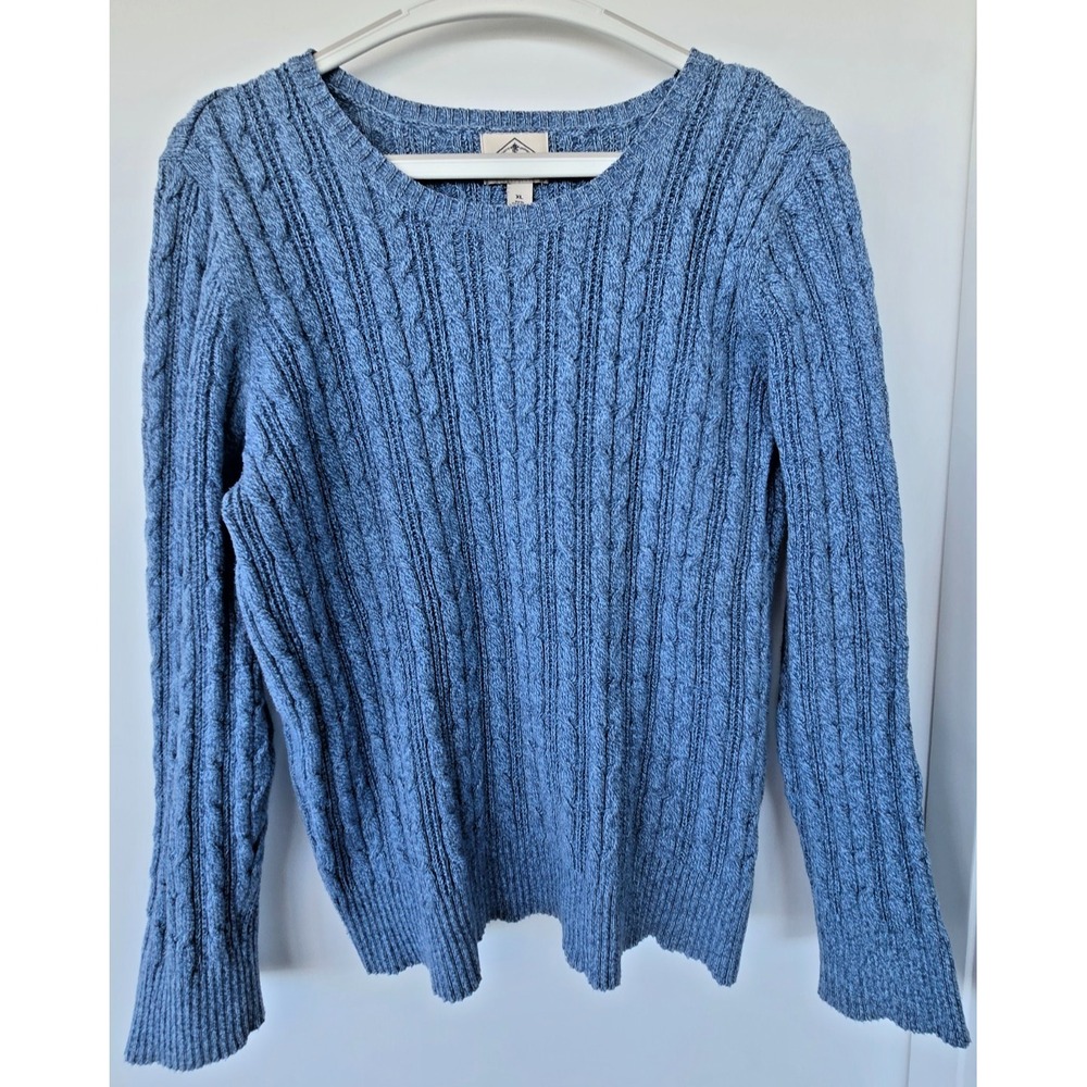 Vintage St.John's Bay Blue Cable Knit Crewneck Sweater W Sz XL Old Money Preppy